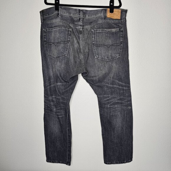 Polo Ralph Lauren 38X30 Mens Grey Distressed The Sullivan Slim Jeans - Picture 4 of 8